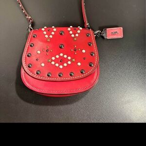 Nwot Coach 1941 Saddle 17 in red glovetanned leather & western 20115